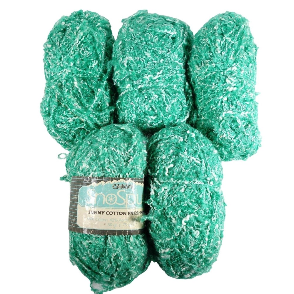 Caron SnoSpun‎ Sunny Cotton Freshness Yarn 5 Skeins 1.75 oz Each Green Mist